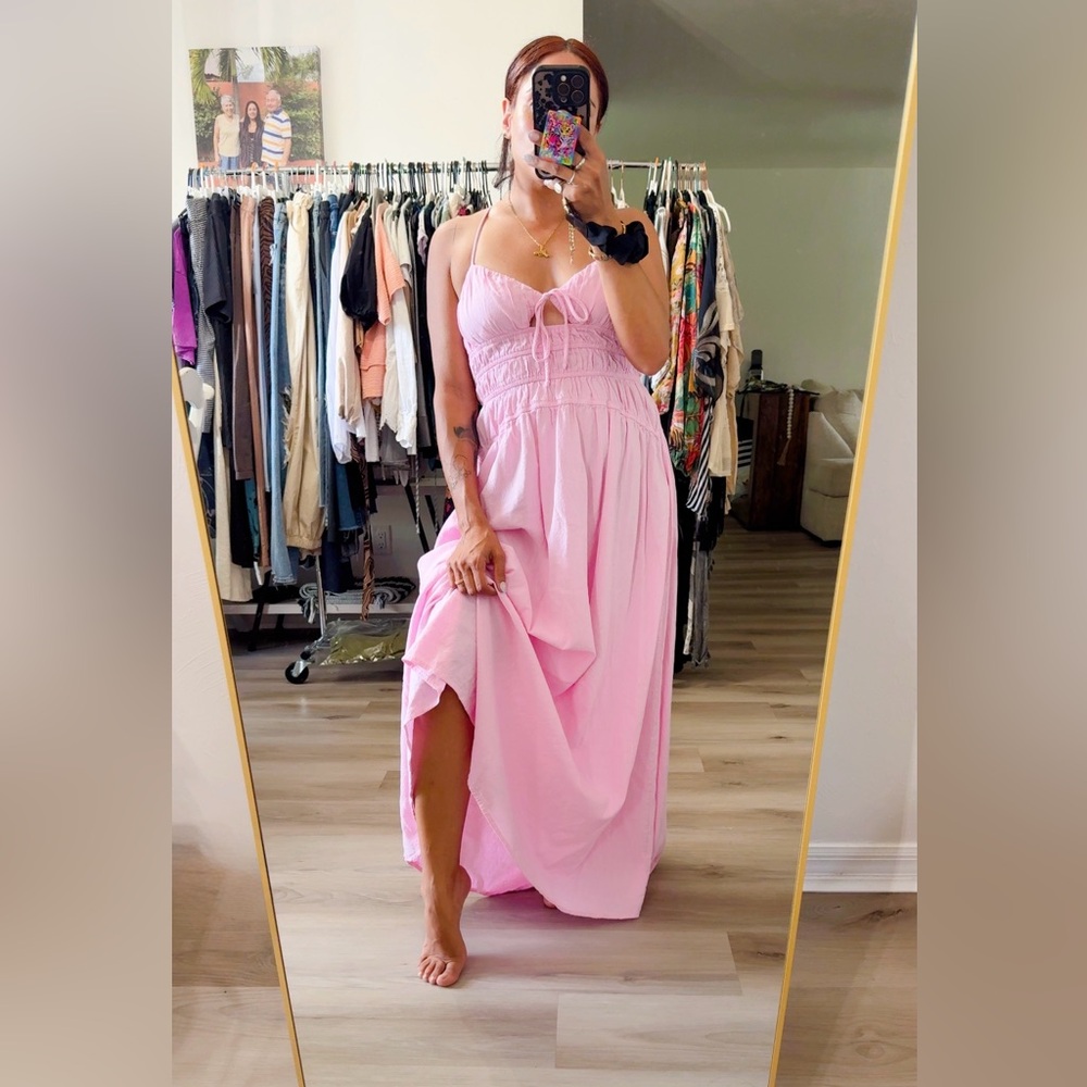 WHITE FOX PINK PEASANT MAXI DRESS